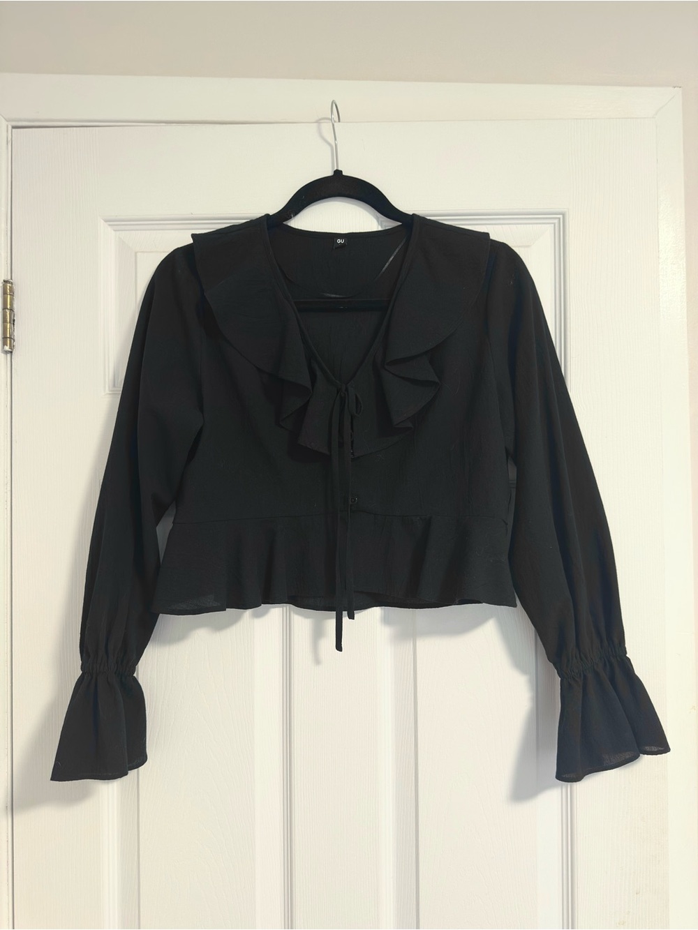 Black Ruffle Tie-Front Blouse - Women